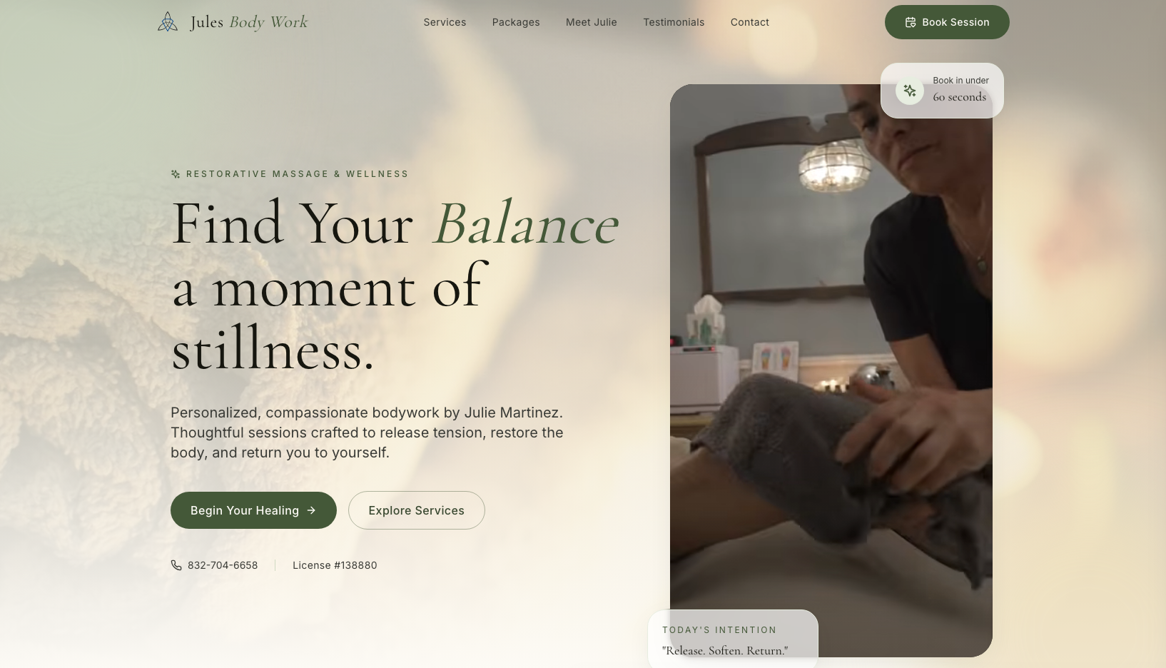 Personal Massage Custom Booking App